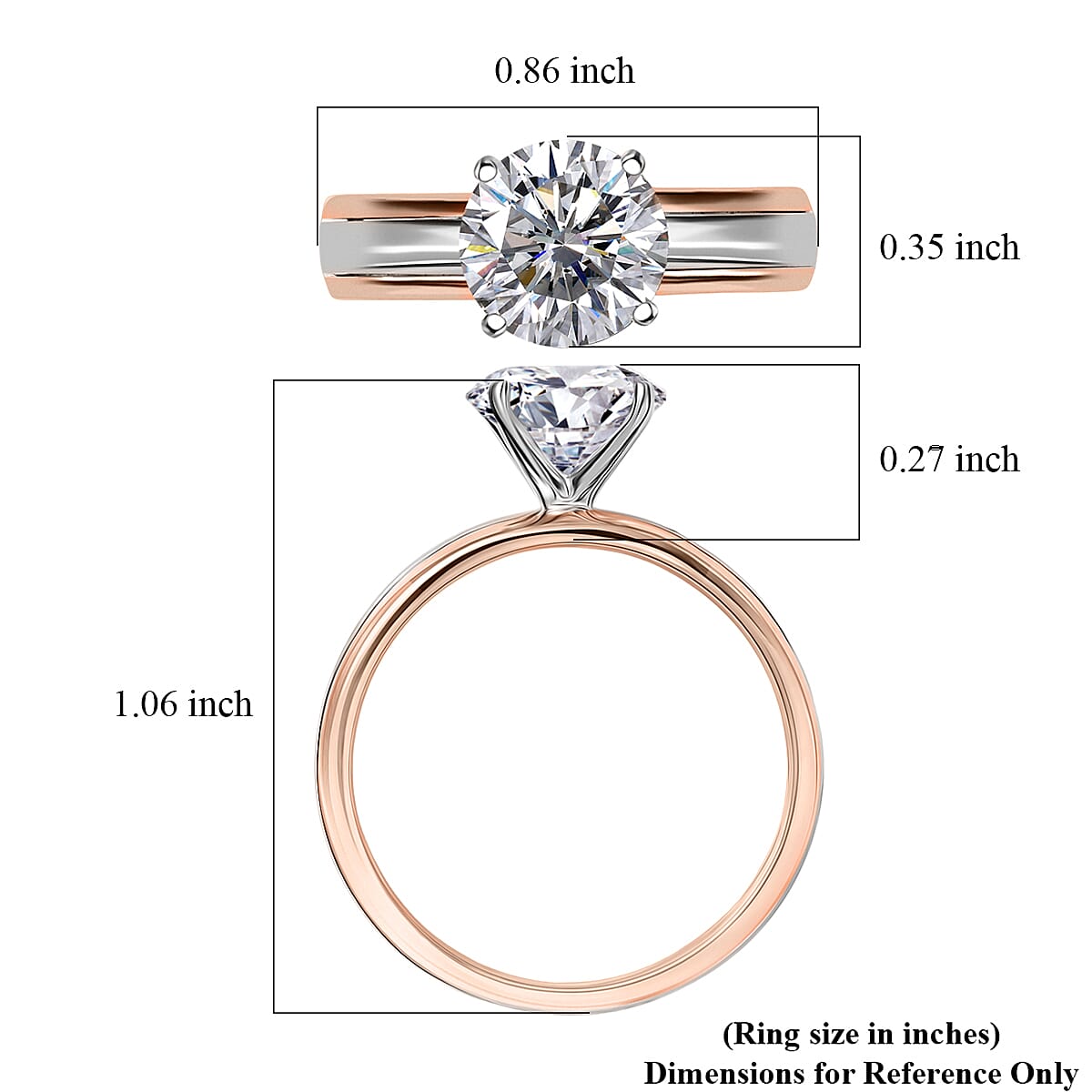 Luxuriant Lab Grown Diamond E-F VS 2.00 ctw Ring in 10K Rose Gold and 950 Platinum (Size 6.0) 5.80 Grams image number 5