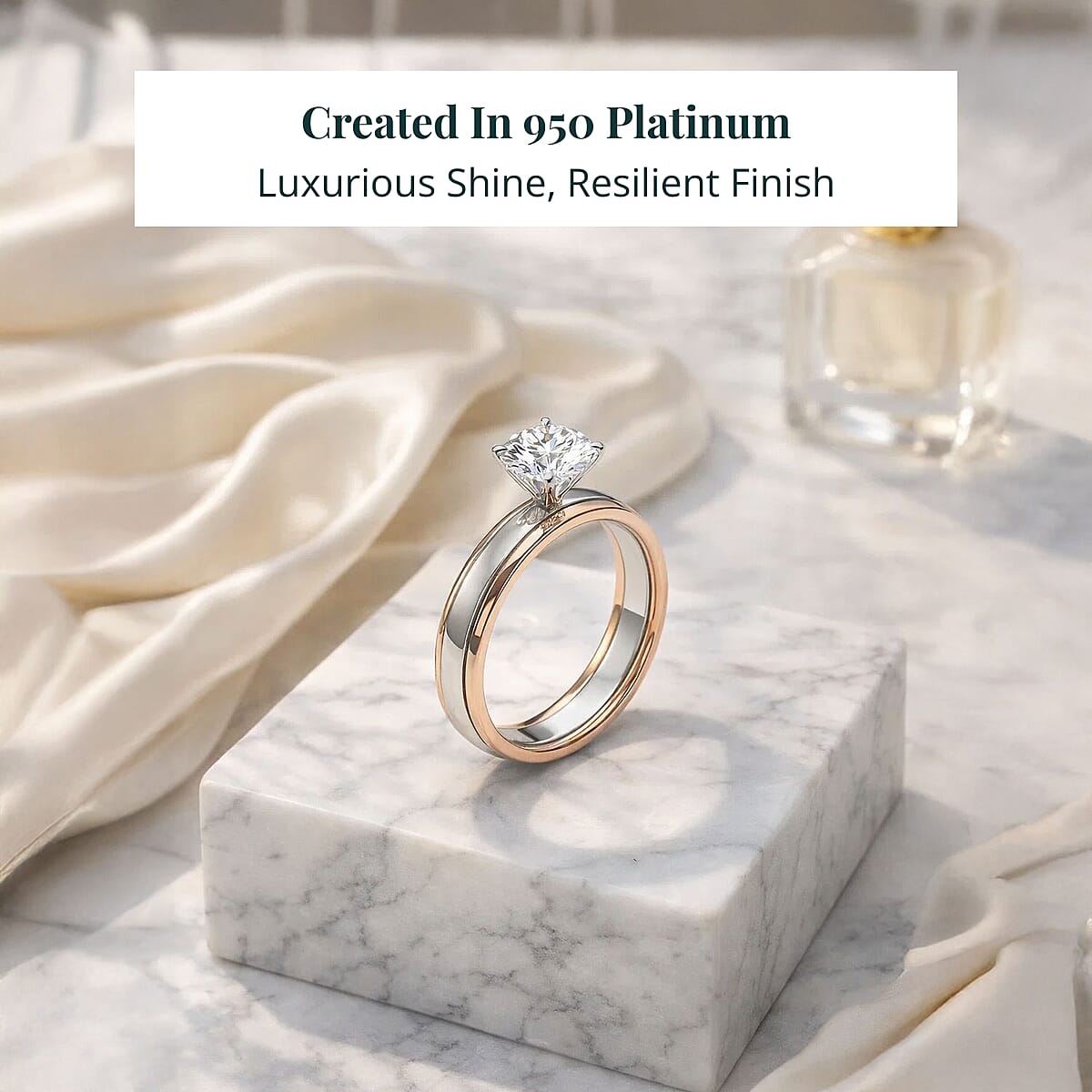 Luxuriant Lab Grown Diamond (E-F, VS) Ring in 10K Rose Gold and 950 Platinum 2.00 ctw (Size 6.5) image number 2