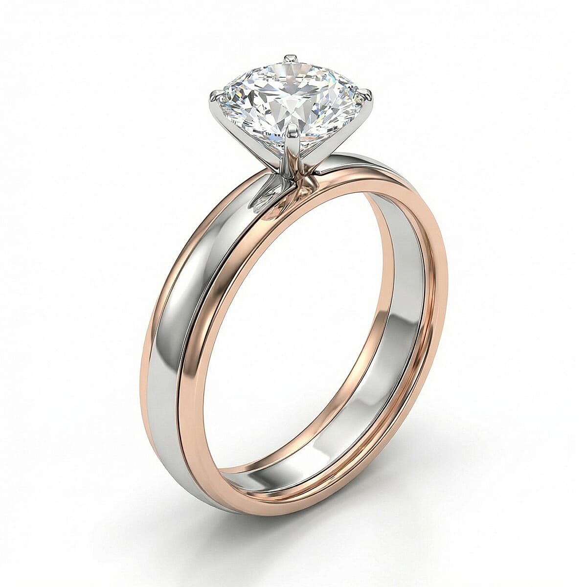 Luxuriant Lab Grown Diamond E-F VS 2.00 ctw Ring in 10K Rose Gold and 950 Platinum (Size 7.0) 5.80 Grams image number 3