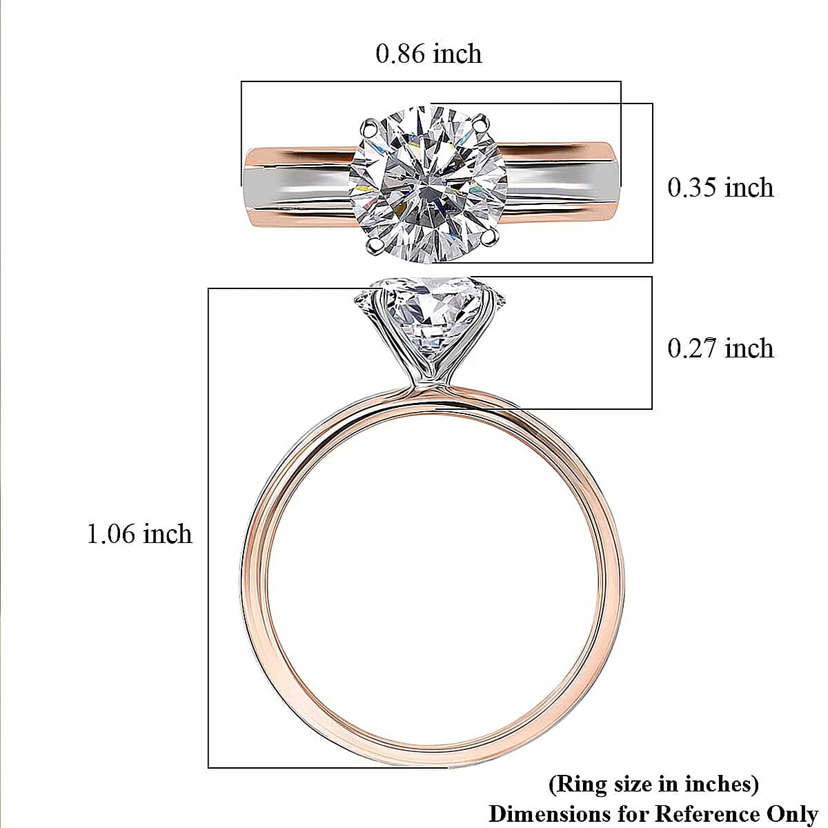Luxuriant Lab Grown Diamond (E-F, VS) Ring in 10K Rose Gold and 950 Platinum 2.00 ctw (Size 8.5) image number 6