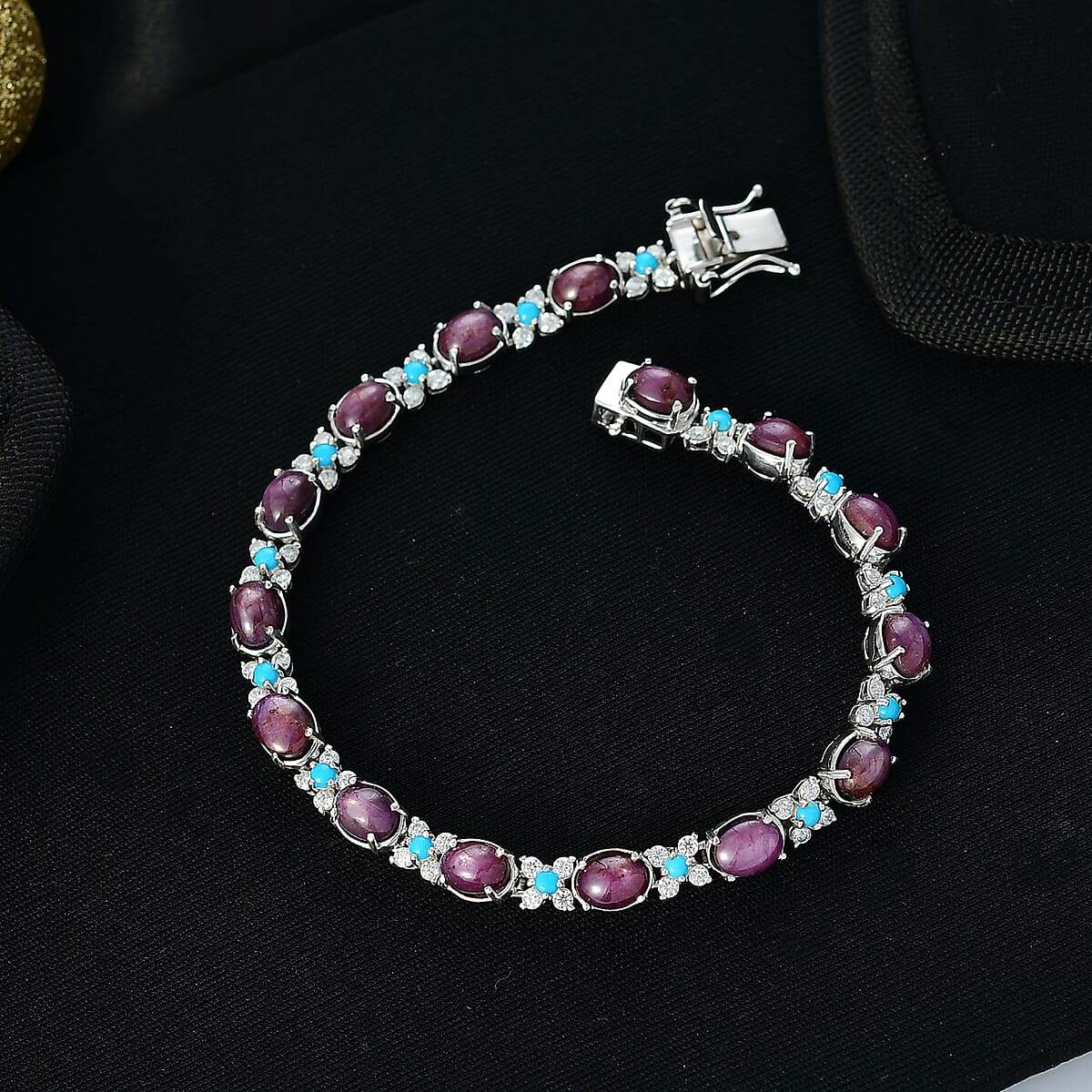 D'Joy Premium Star Ruby and Multi Gemstone 22.35 ctw Bracelet in Rhodium Over Sterling Silver (6.50 In) image number 1