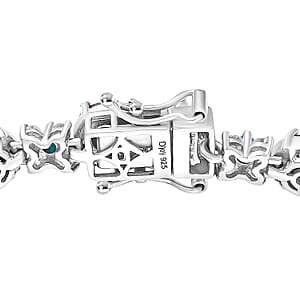 D'Joy Premium Indian Star Ruby and Multi Gemstone 22.35 ctw Skyfire Bracelet in Rhodium Over Sterling Silver (6.50 In)