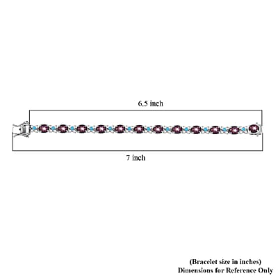 D'Joy Premium Indian Star Ruby and Multi Gemstone 22.35 ctw Skyfire Bracelet in Rhodium Over Sterling Silver (6.50 In)
