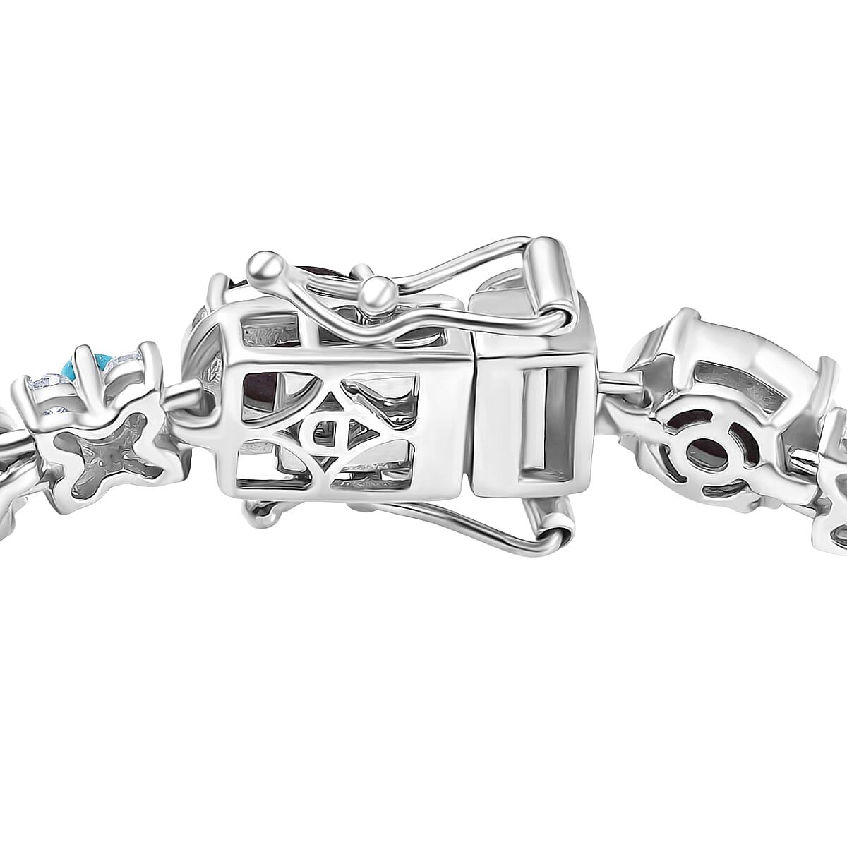 D'Joy Premium Star Ruby and Multi Gemstone 24.10 ctw Bracelet in Rhodium Over Sterling Silver (7.25 In) image number 3