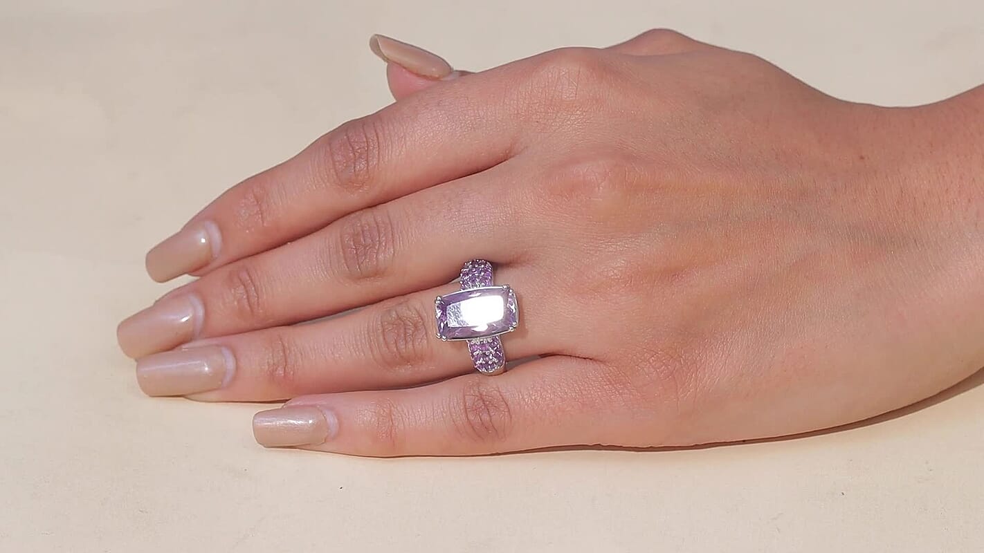 D'Joy Rose De France Amethyst, African Amethyst Ring in Platinum Over Sterling Silver (Size 10.0) 5.30 ctw