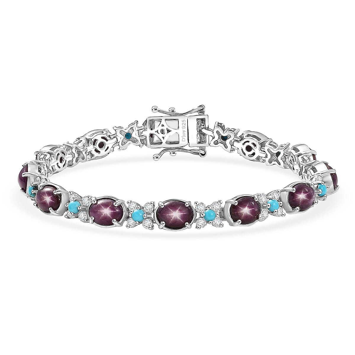 D'Joy Premium Star Ruby and Multi Gemstone 26.00 ctw Bracelet in Rhodium Over Sterling Silver (8.00 In) image number 0