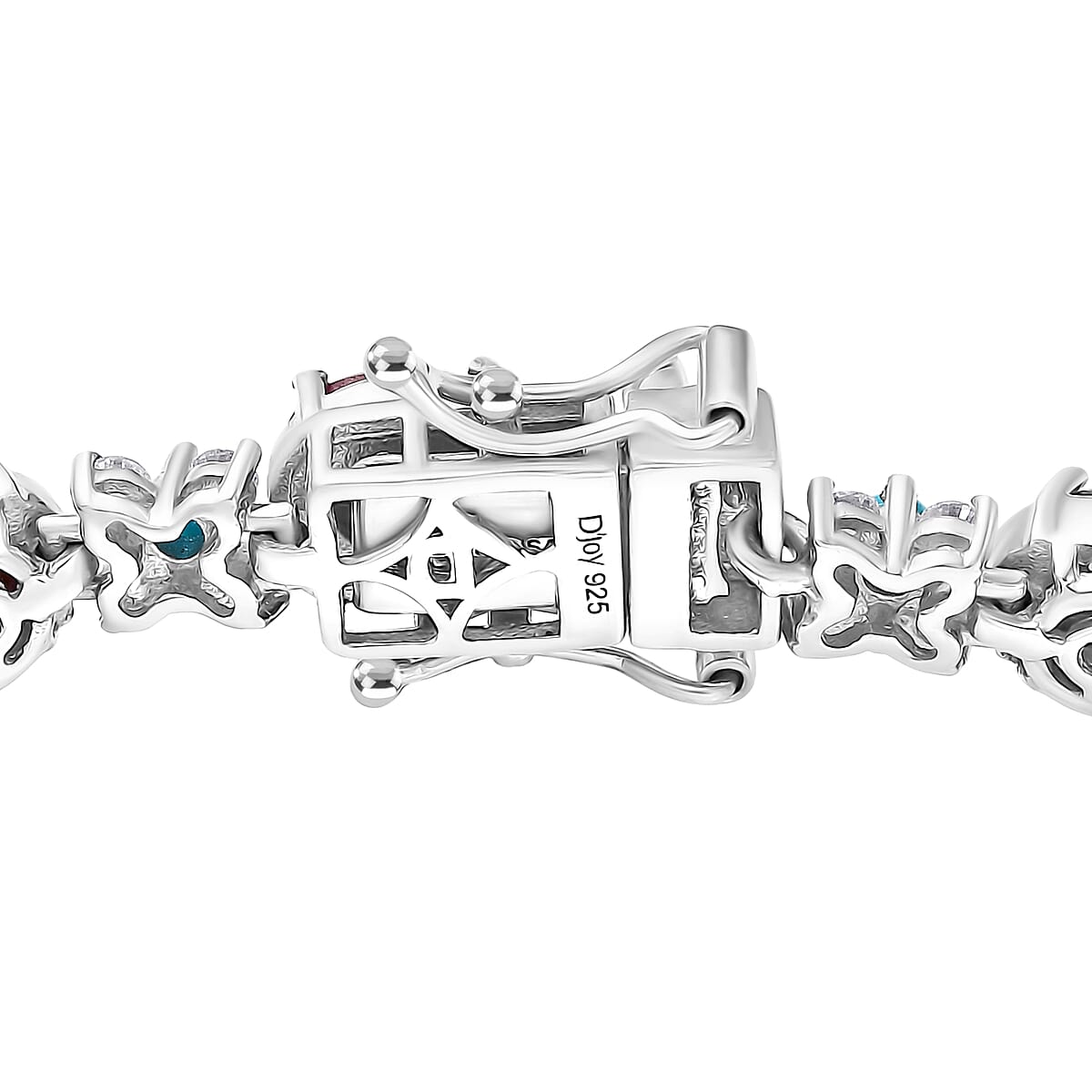 D'Joy Premium Star Ruby and Multi Gemstone 26.00 ctw Bracelet in Rhodium Over Sterling Silver (8.00 In) image number 3