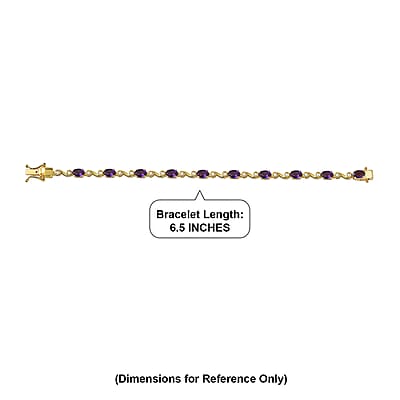 EverTrue African Amethyst and White Zircon 4.70 ctw Bracelet in 18K Yellow Gold Plated (6.50 In)