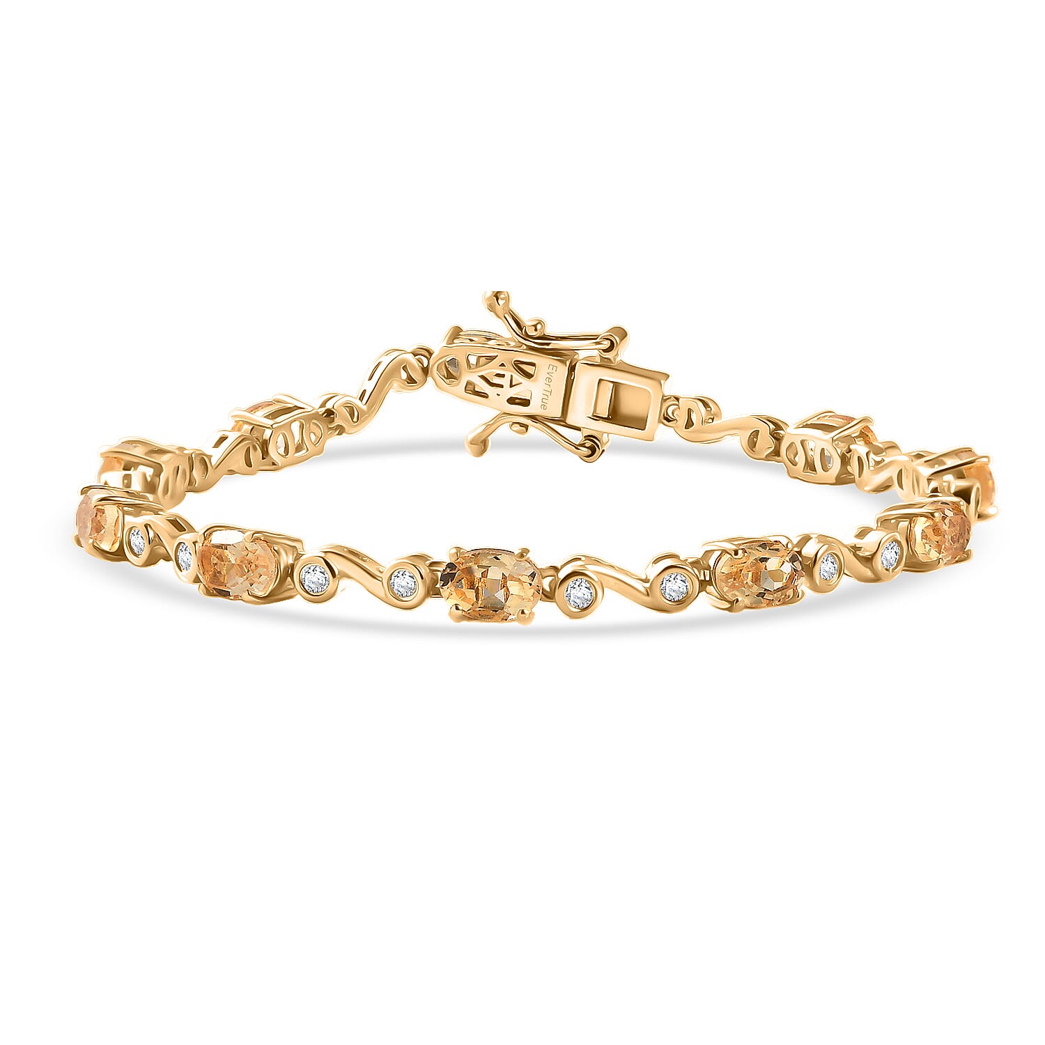 EverTrue Brazilian Citrine and White Zircon 5.30 ctw Bracelet in 18K YG Plated (6.50 In)