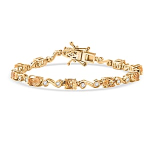 EverTrue Brazilian Citrine and White Zircon 5.30 ctw Bracelet in 18K YG Plated (6.50 In)