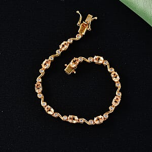 EverTrue Brazilian Citrine and White Zircon 5.30 ctw Bracelet in 18K YG Plated (6.50 In)