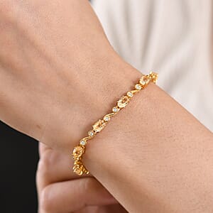 EverTrue Brazilian Citrine and White Zircon 5.30 ctw Bracelet in 18K YG Plated (6.50 In)