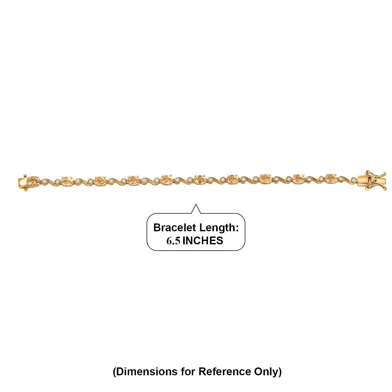EverTrue Brazilian Citrine and White Zircon 5.30 ctw Bracelet in 18K YG Plated (6.50 In)