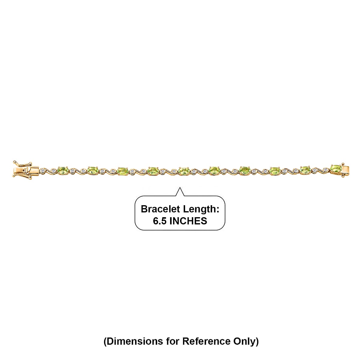 EverTrue Hebei Peridot and White Zircon 5.50 ctw Bracelet in 18K YG Plated (6.50 In) image number 4
