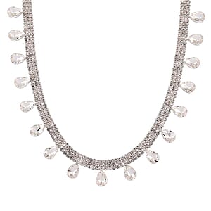 Sparkling Austrian Crystal Dripping Necklace (16-19 Inches) in Silvertone