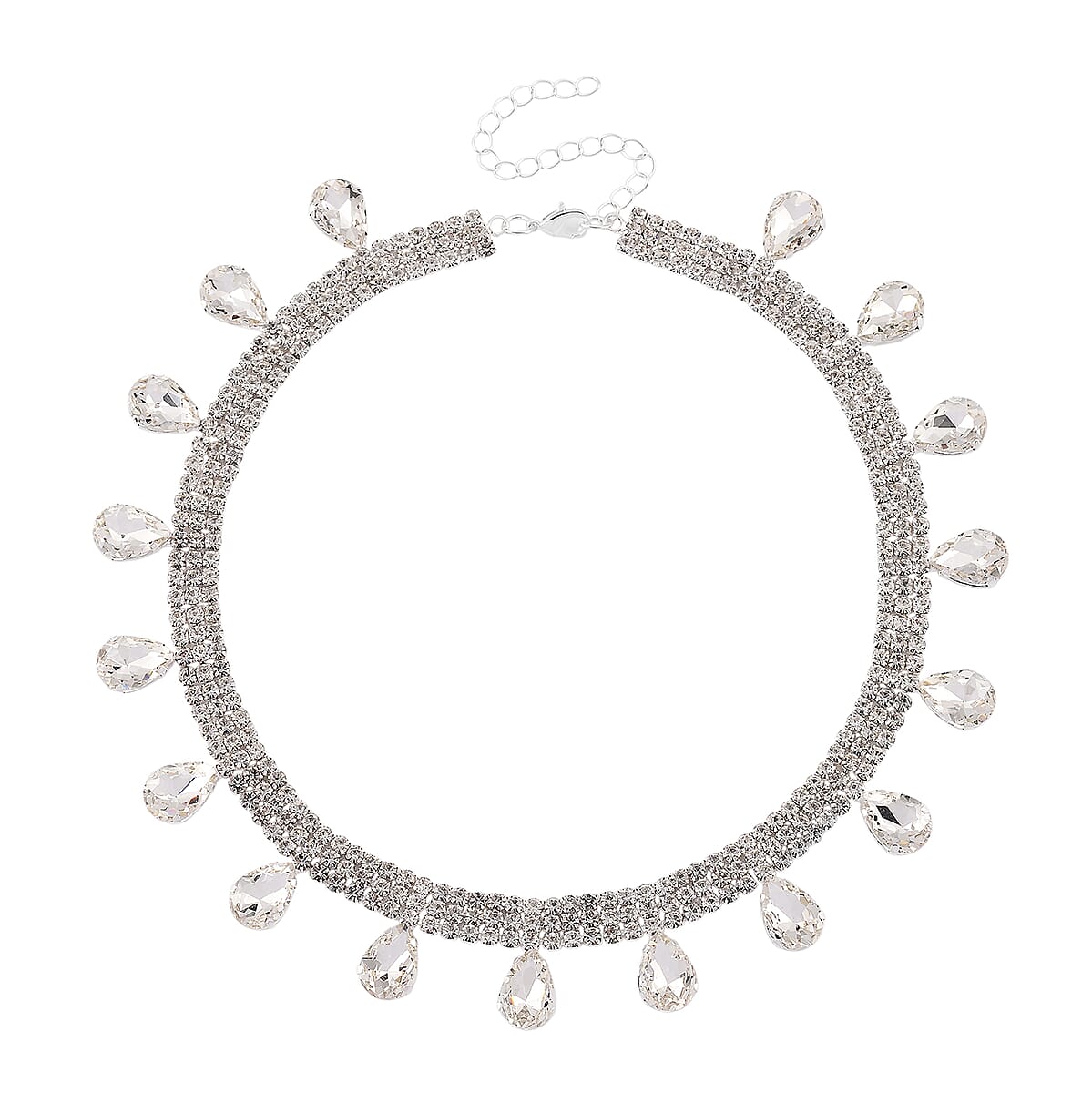 Sparkling Austrian Crystal Dripping Necklace (16-19 Inches) in Silvertone image number 3