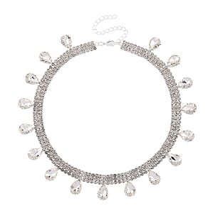 Sparkling Austrian Crystal Dripping Necklace (16-19 Inches) in Silvertone