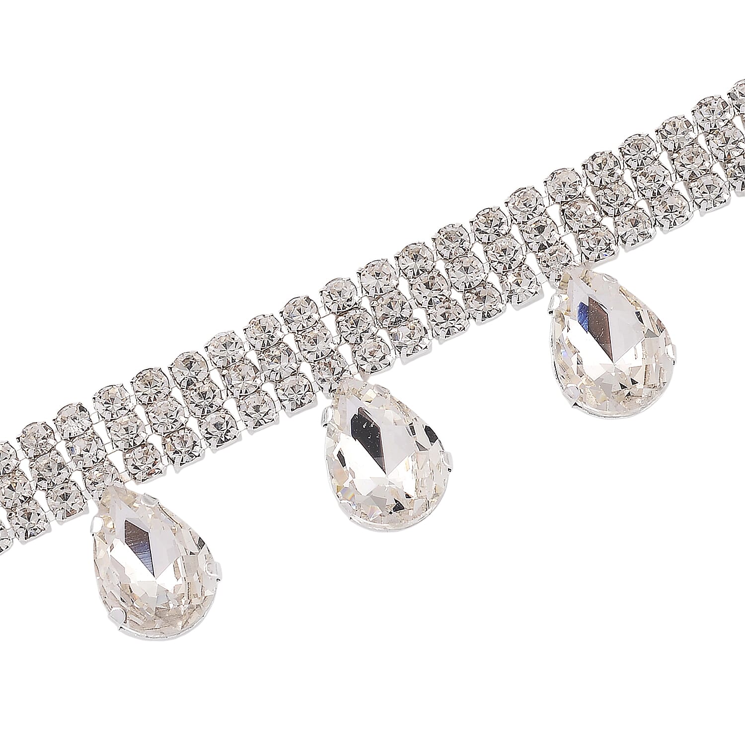Sparkling Austrian Crystal Dripping Necklace (16-19 Inches) in Silvertone