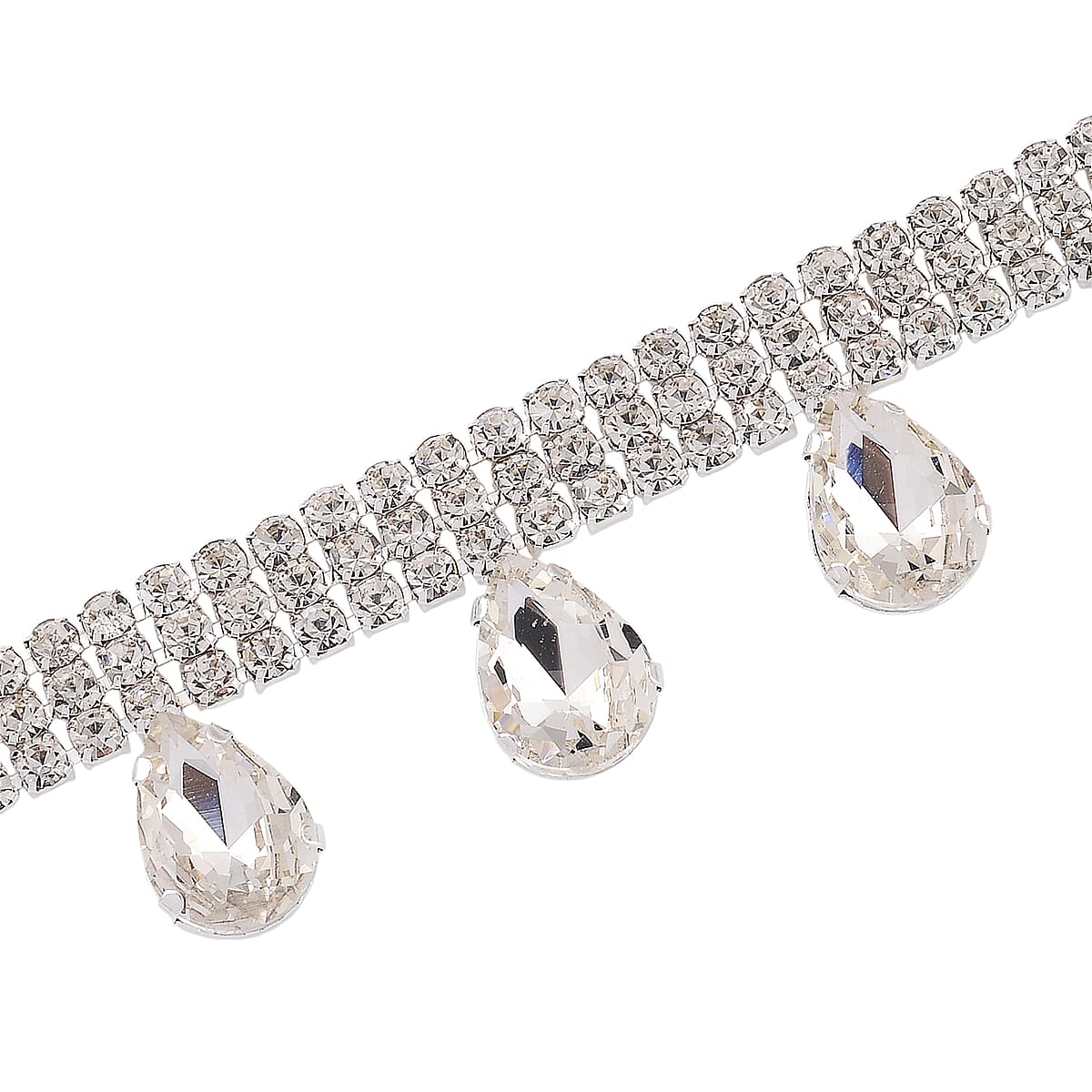 Sparkling Austrian Crystal Dripping Necklace (16-19 Inches) in Silvertone image number 4