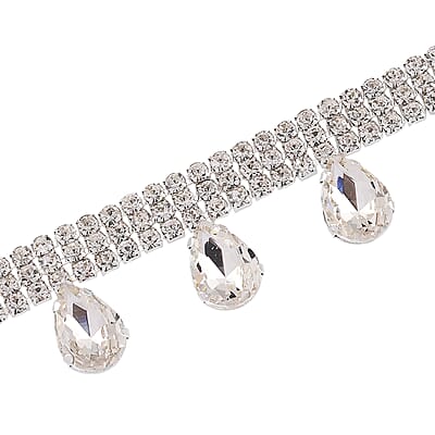 Sparkling Austrian Crystal Dripping Necklace (16-19 Inches) in Silvertone