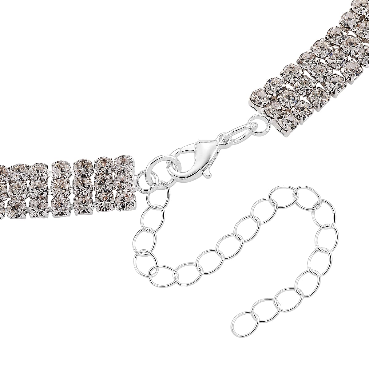 Sparkling Austrian Crystal Dripping Necklace (16-19 Inches) in Silvertone image number 5