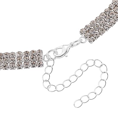 Sparkling Austrian Crystal Dripping Necklace (16-19 Inches) in Silvertone