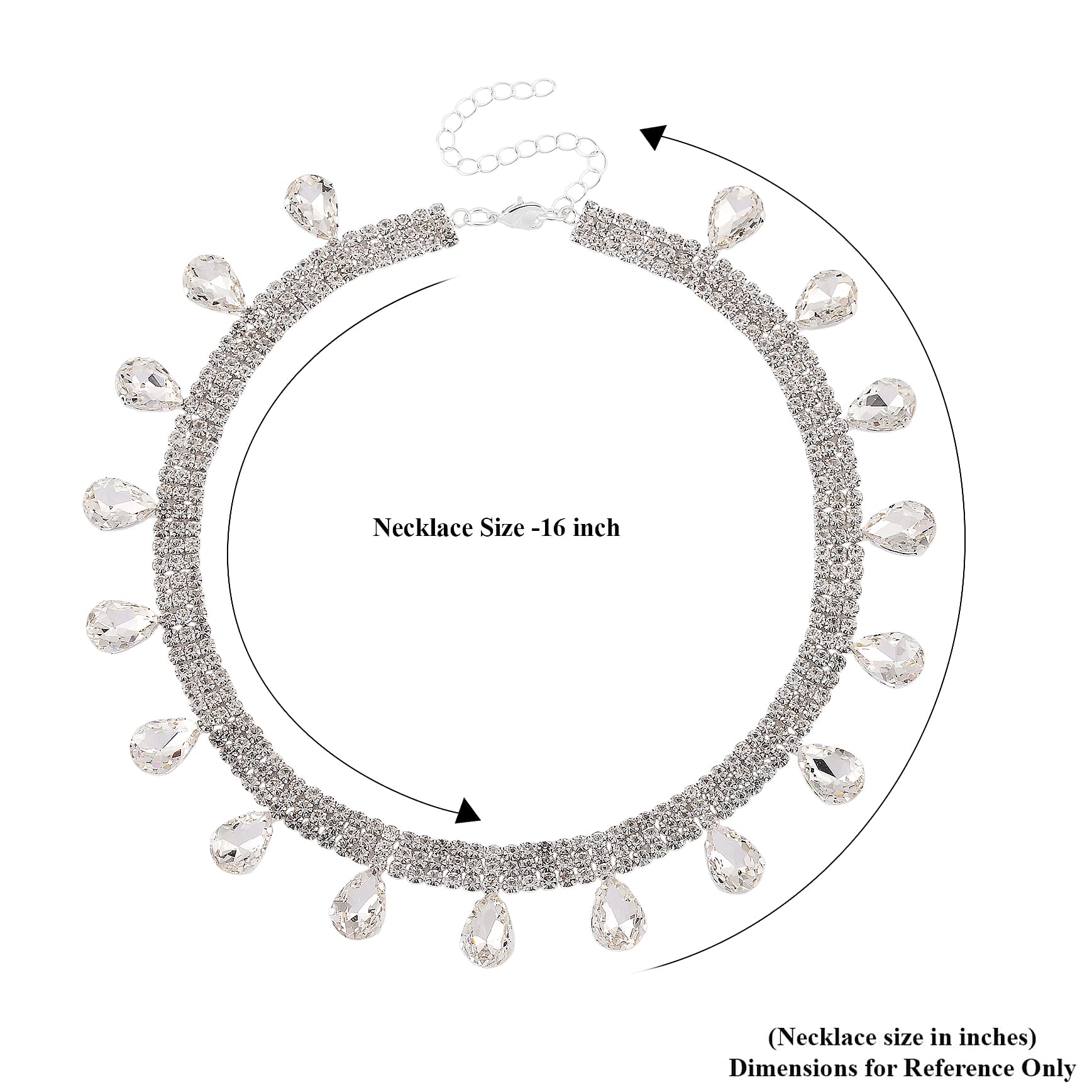 Sparkling Austrian Crystal Dripping Necklace (16-19 Inches) in Silvertone
