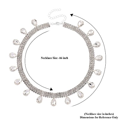 Sparkling Austrian Crystal Dripping Necklace (16-19 Inches) in Silvertone