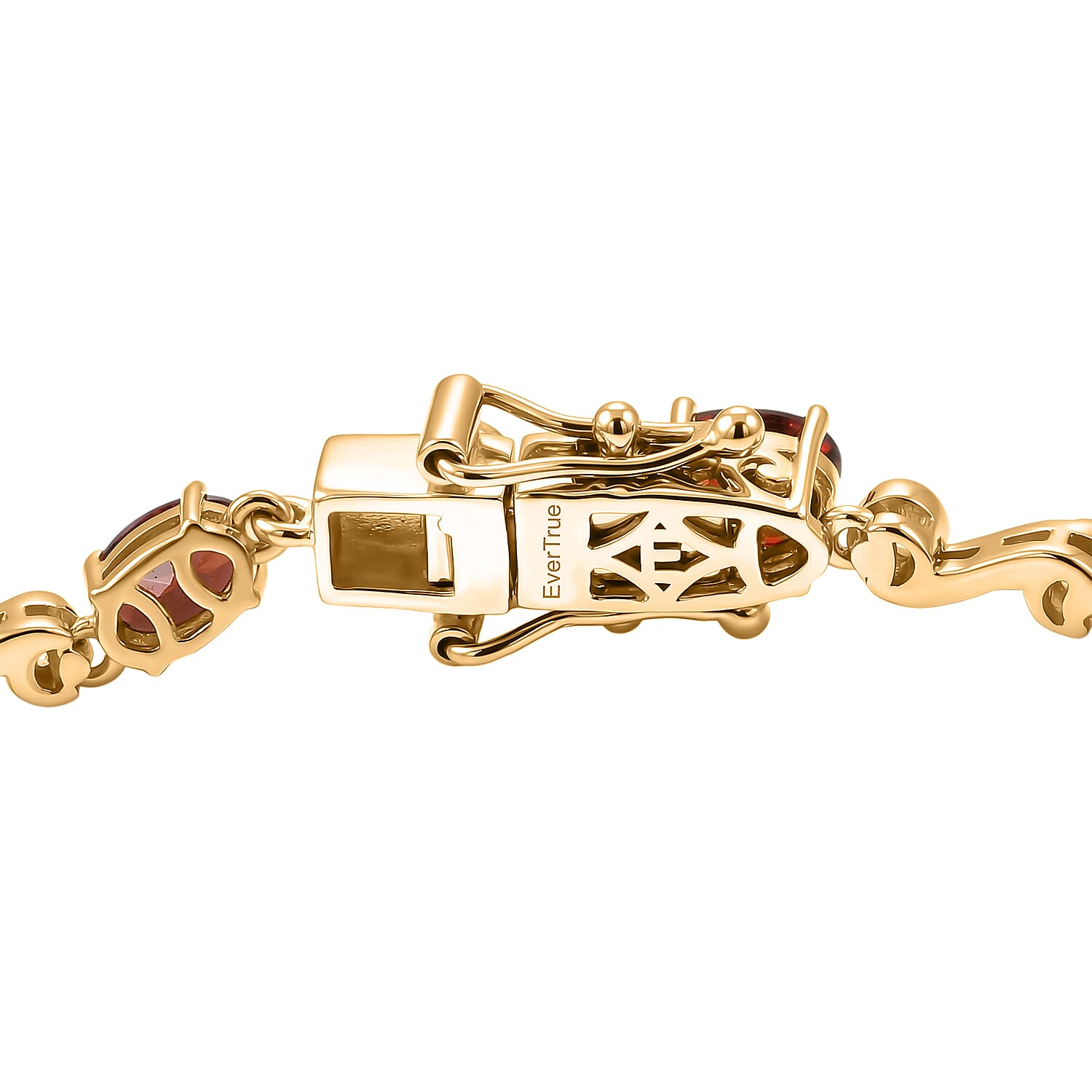 EverTrue Mozambique Garnet and White Zircon 6.90 ctw Bracelet in 18K YG Plated (6.50 In)