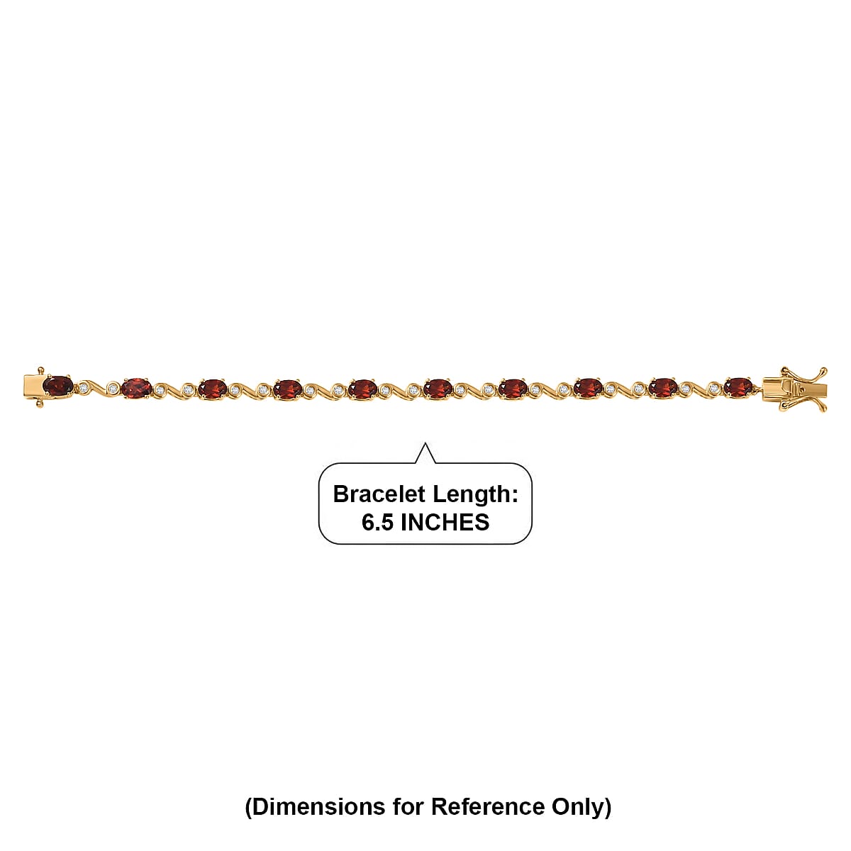 EverTrue Mozambique Garnet and White Zircon 6.90 ctw Bracelet in 18K YG Plated (6.50 In) image number 4