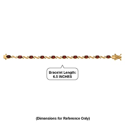 EverTrue Mozambique Garnet and White Zircon 6.90 ctw Bracelet in 18K YG Plated (6.50 In)