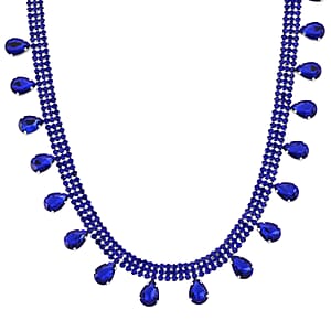 Sparkling Blue Austrian Crystal Dripping Necklace (16-19 Inches) in Silvertone