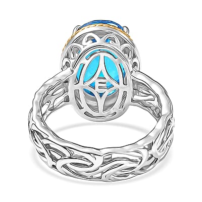 EverTrue Caribbean Quartz (Triplet) Ring in 18K YG Plated and Platinum Bond 5.90 ctw (Size 10.0)