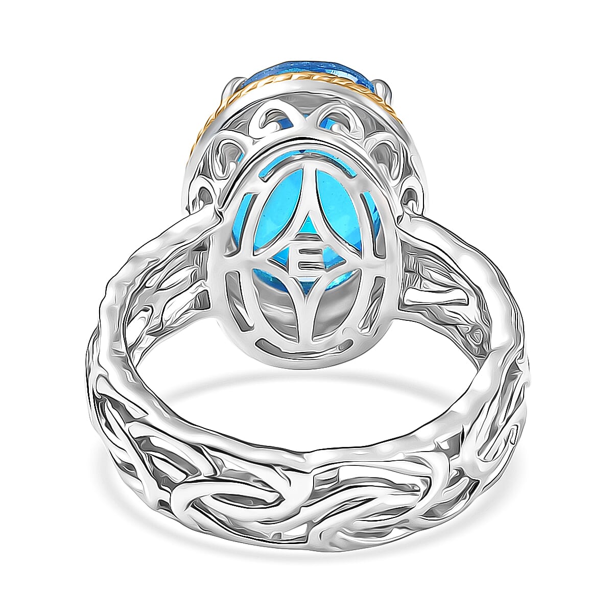 EverTrue Caribbean Quartz Ring in 18K YG Plated and Platinum Bond 5.90 ctw (Size 11.0) image number 4