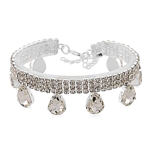 Sparkling Austrian Crystal Dripping Bracelet in Silvertone (7.50-9.50In)