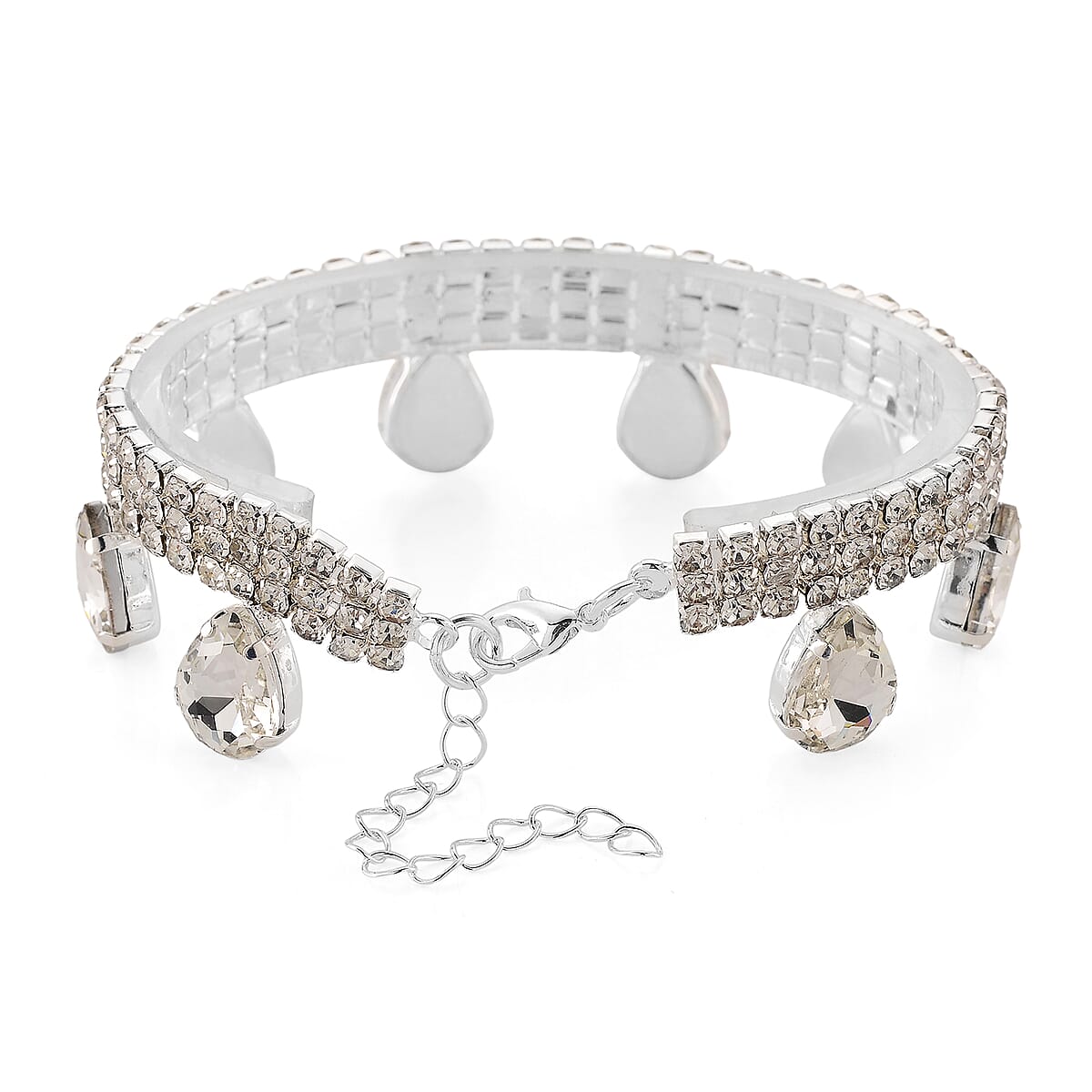 Sparkling Austrian Crystal Dripping Bracelet in Silvertone (7.50-9.50In) image number 3
