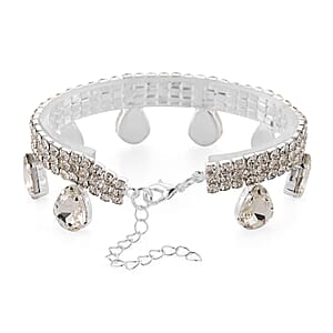 Sparkling Austrian Crystal Dripping Bracelet in Silvertone (7.50-9.50In)