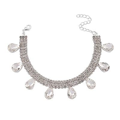 Sparkling Austrian Crystal Dripping Bracelet in Silvertone (7.50-9.50In)