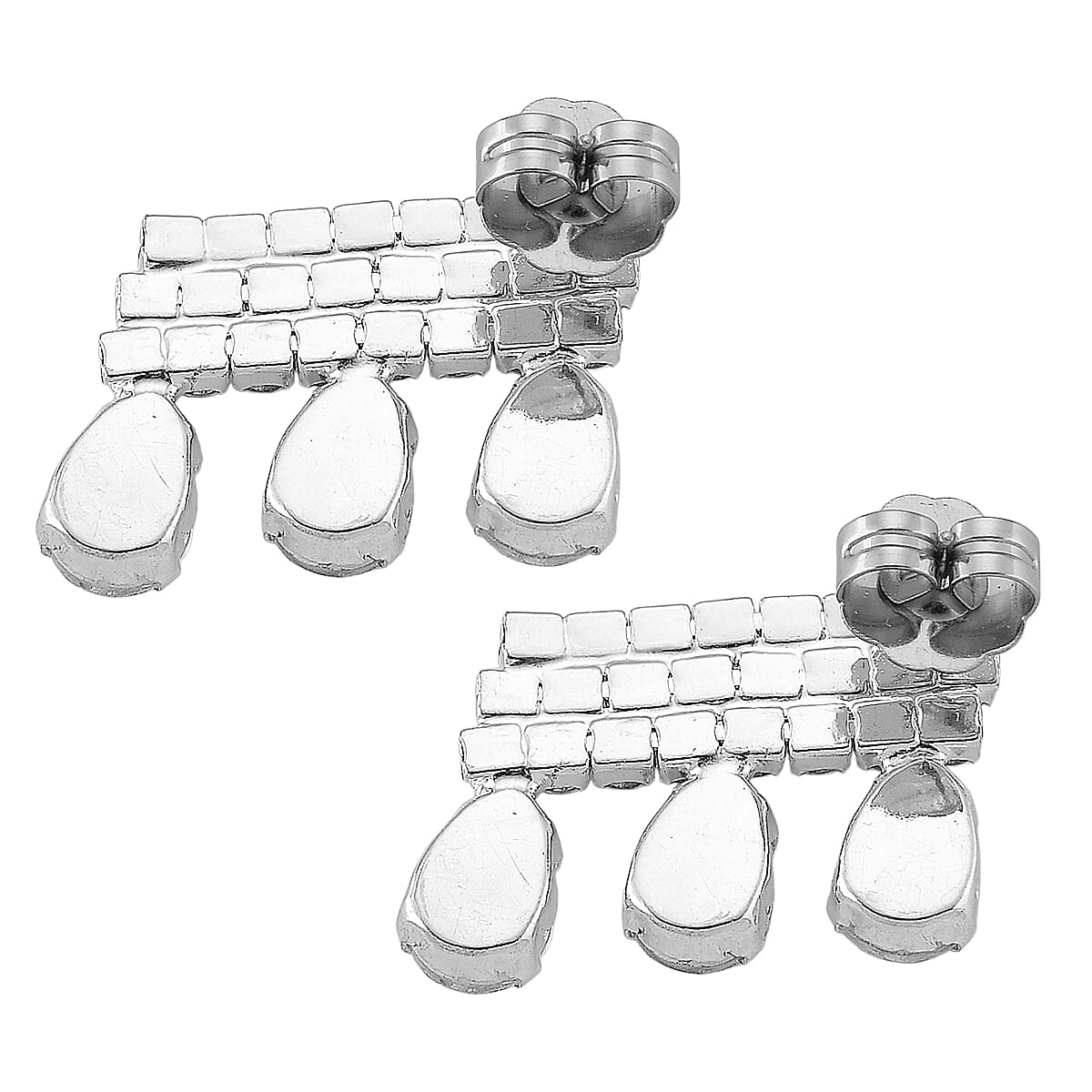 Austrian Crystal Dripping Earrings in Silvertone image number 3