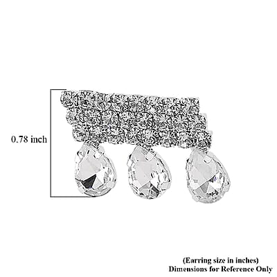 Austrian Crystal Dripping Earrings in Silvertone