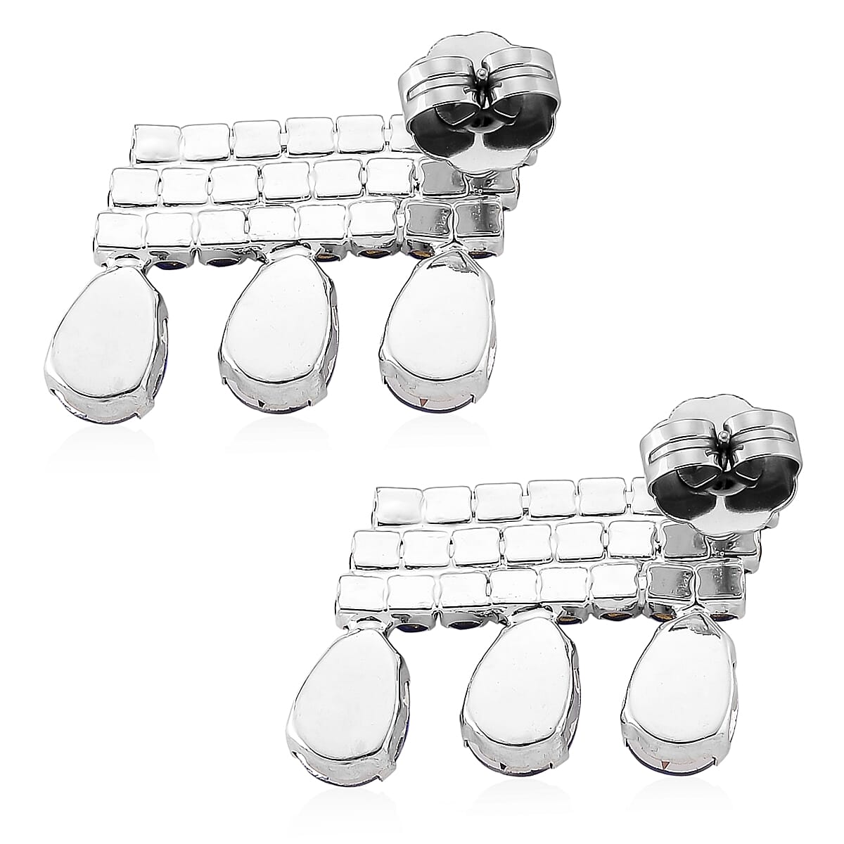 Blue Austrian Crystal Dripping Earrings in Silvertone image number 3