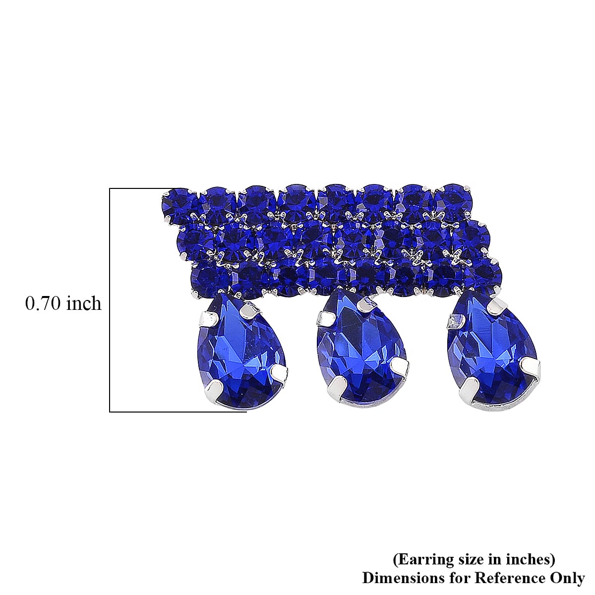 Blue Austrian Crystal Dripping Earrings in Silvertone image number 4