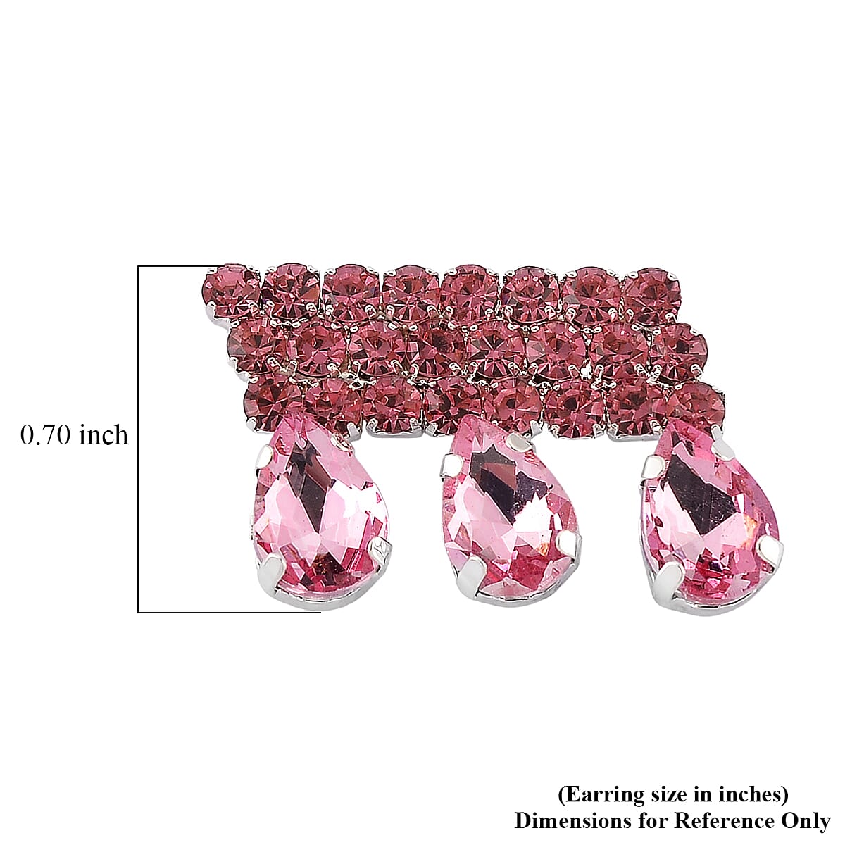 Pink Austrian Crystal Dripping Earrings in Silvertone