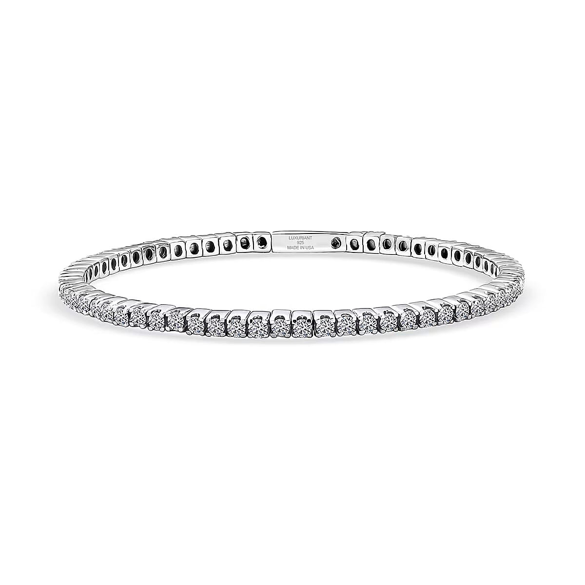 Luxuriant Lab Grown Diamond Bangle 5.00 ctw Bracelet in Rhodium Over Sterling Silver and Stainless Steel (7.50 In)  image number 0