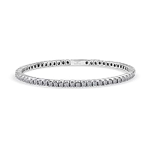 Luxuriant Lab Grown Diamond Bangle 5.00 ctw Bracelet in Rhodium Over Sterling Silver and Stainless Steel (7.50 In) 