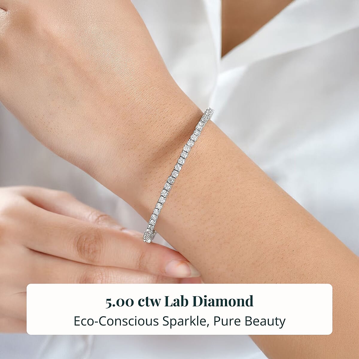 Luxuriant Lab Grown Diamond Bangle 5.00 ctw Bracelet in Rhodium Over Sterling Silver and Stainless Steel (7.50 In)  image number 1