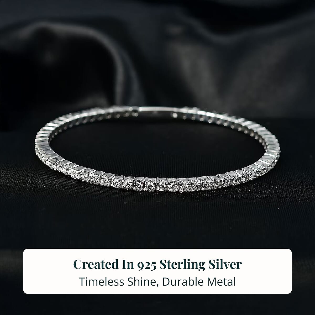 Luxuriant Lab Grown Diamond Bangle 5.00 ctw Bracelet in Rhodium Over Sterling Silver and Stainless Steel (7.50 In)  image number 2