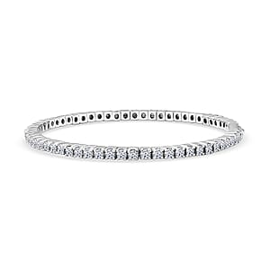 Luxuriant Lab Grown Diamond G-H SI 5.00 ctw Bangle Bracelet in Rhodium Over Sterling Silver and Stainless Steel (7.50 In) 