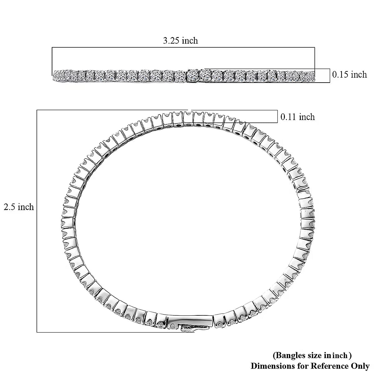 Luxuriant Lab Grown Diamond Bangle 5.00 ctw Bracelet in Rhodium Over Sterling Silver and Stainless Steel (7.50 In)  image number 6