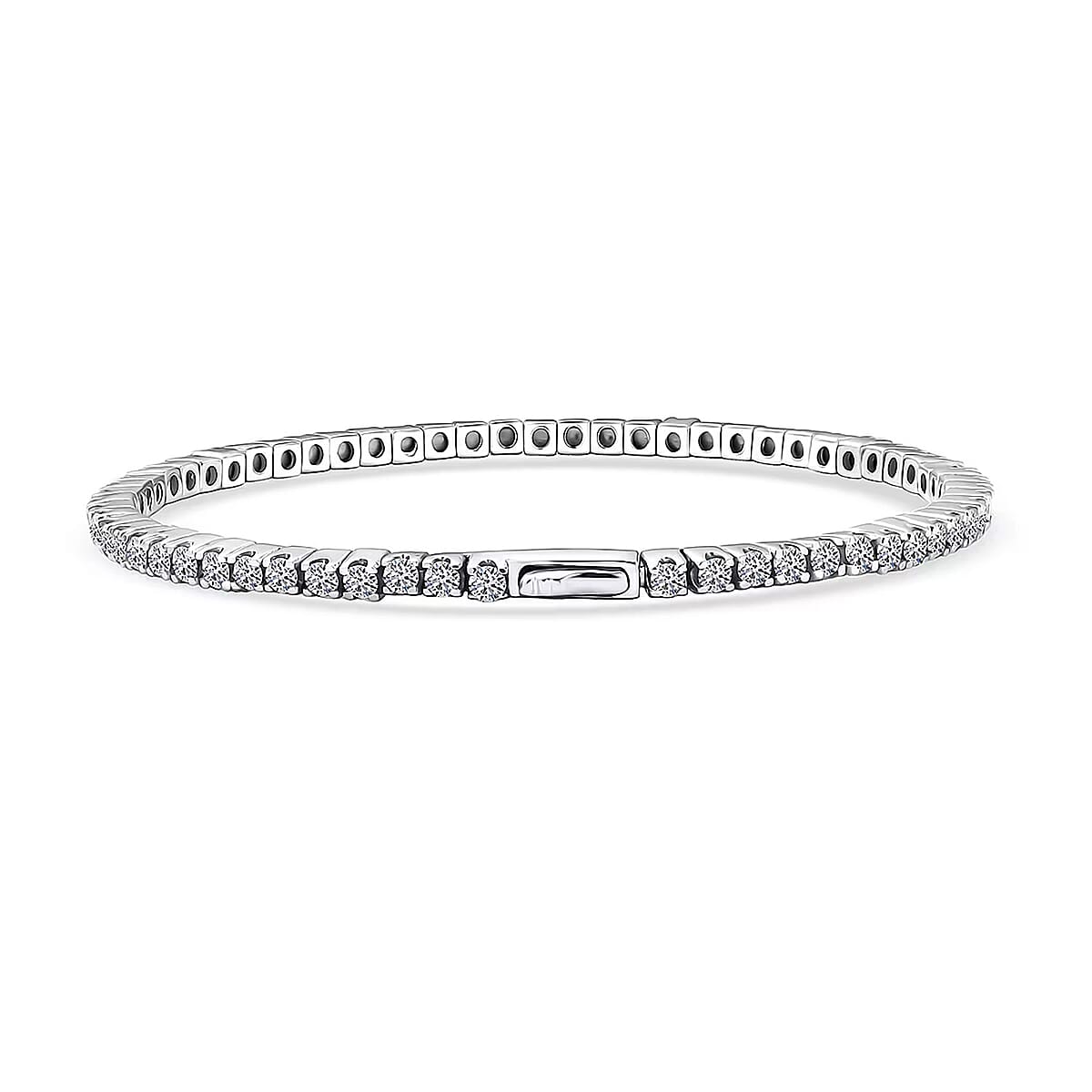 Luxuriant Lab Grown Diamond Bangle 5.00 ctw Bracelet in Rhodium Over Sterling Silver and Stainless Steel (7.50 In)  image number 7